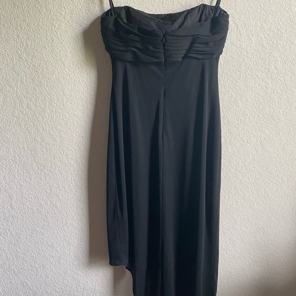 David Meister Y2K Milkmade Chiffon Black Asymmetrical Hem Cocktail Goth Dress 4 - Picture 10 of 13